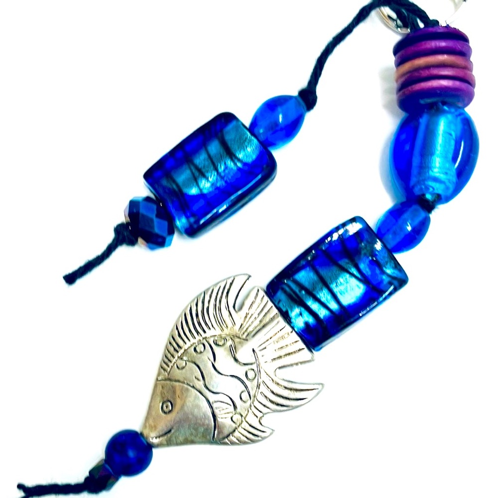 Tropical Blue Fish Bag Bauble Keychain - Picture 2 of 4